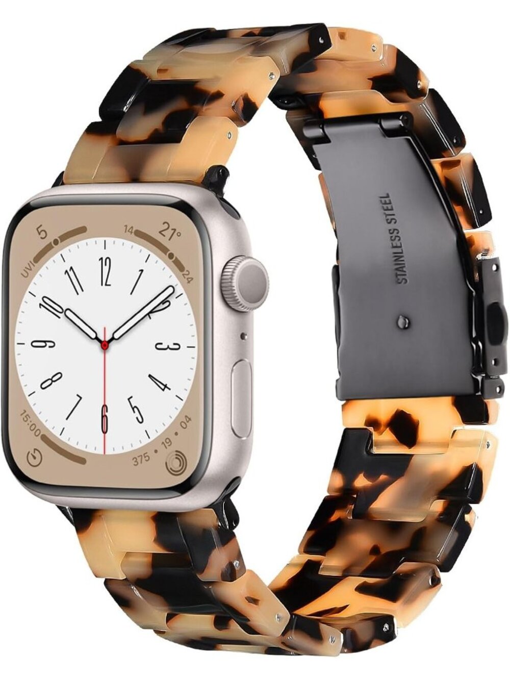 Women's Tortoiseshell Floral Featherlight Resin Apple Band Lightweight Watches